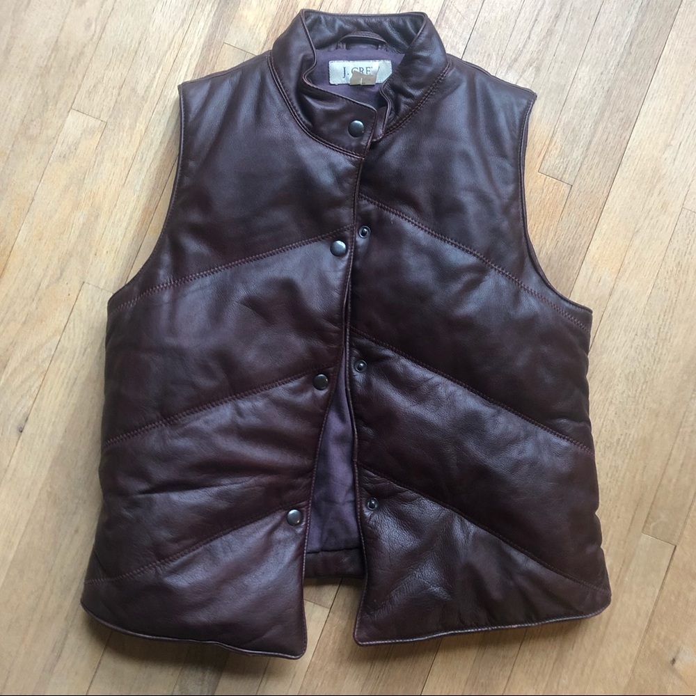 J.Crew Vintage Quilted Down Leather Vest